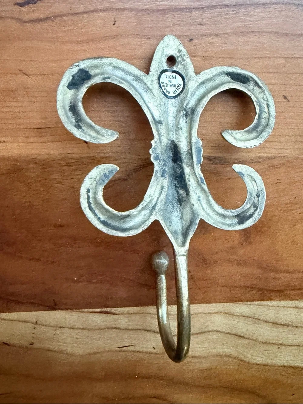 Vintage Solid Brass Fleur-de-Lis Wall Hook | Coat, Towel, Keys, Robe Hook | Gold